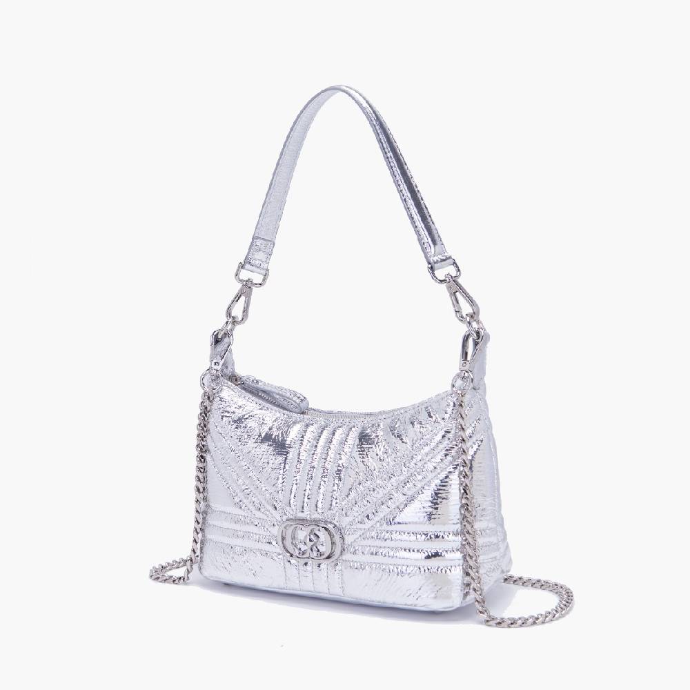 La Carrie MINI BORSA A SPALLA SHINY SILVER Negozio
