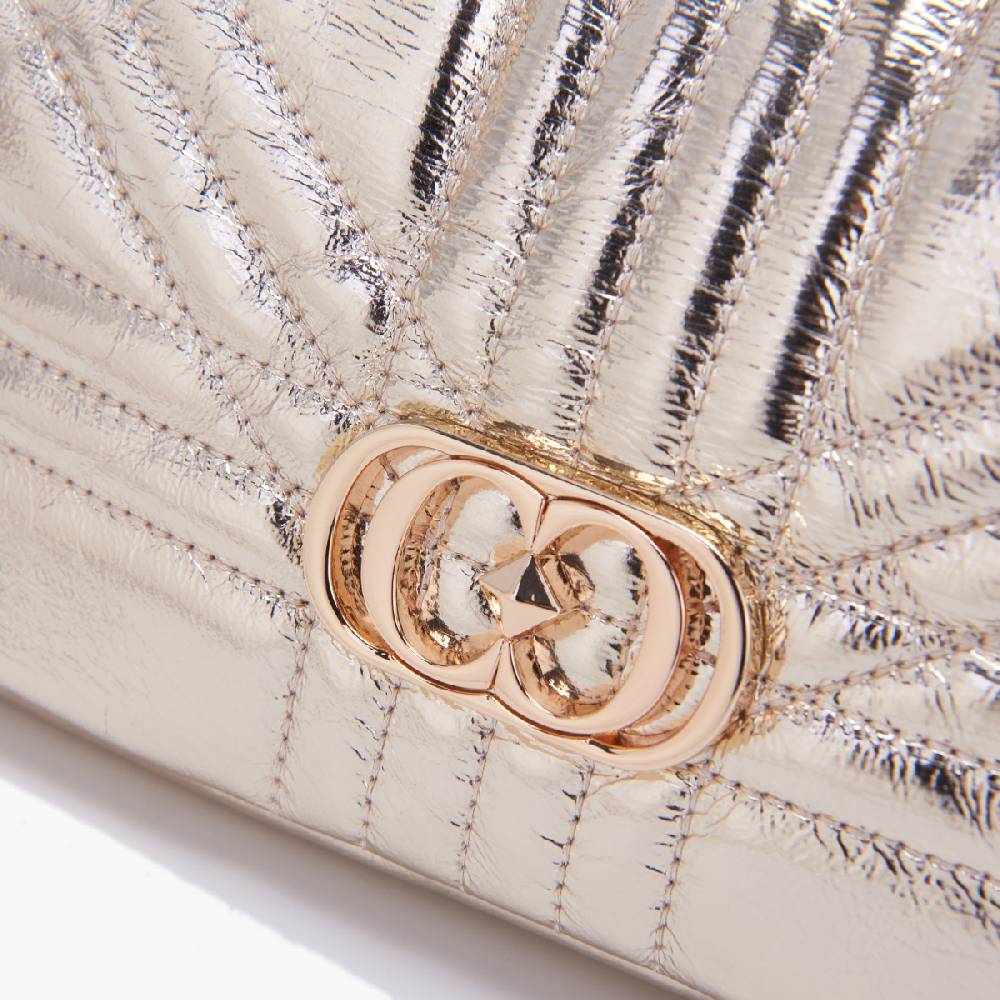 La Carrie MINI BORSA A SPALLA SHINY GOLD In Saldo