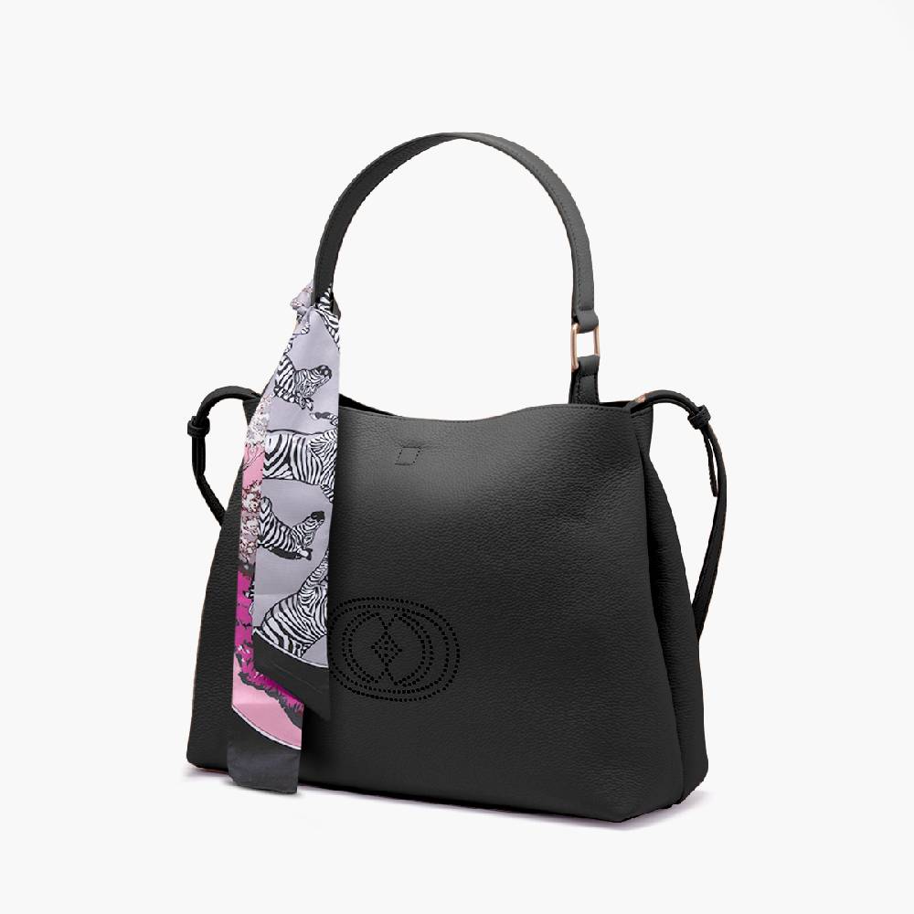 La Carrie BORSA SHOPPING DRILLED NERA Moda