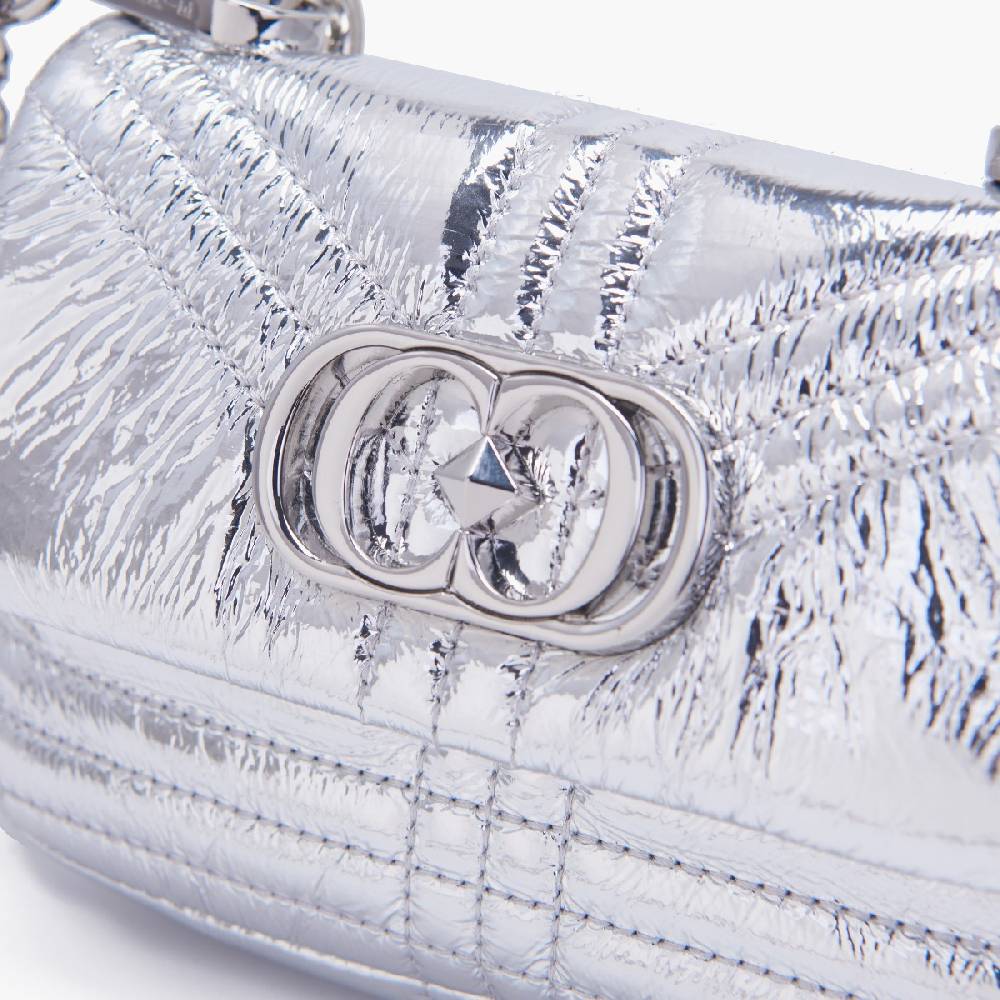 La Carrie MINI BORSA A SPALLA SHINY SILVER Qualità