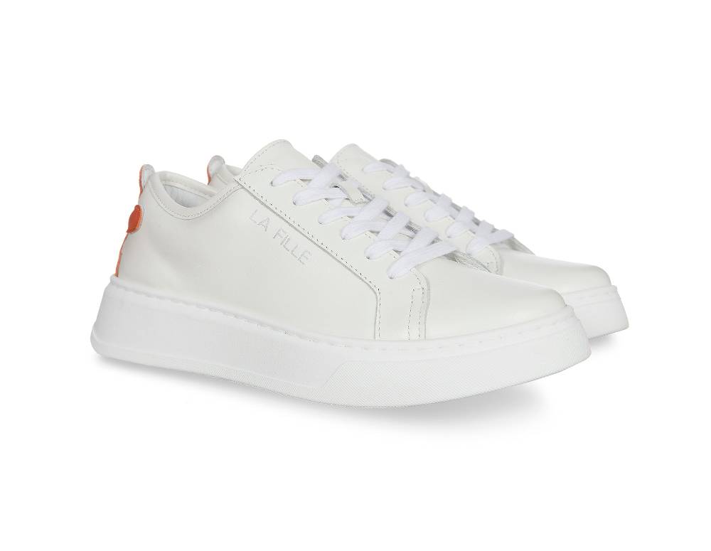 L.Pucci Sneakers P91212P Ecru-Orange Saldi