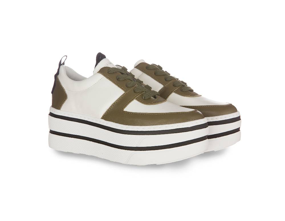 L.Pucci Oklahoma Leather White-Green Aviation Prezzo Ridotto