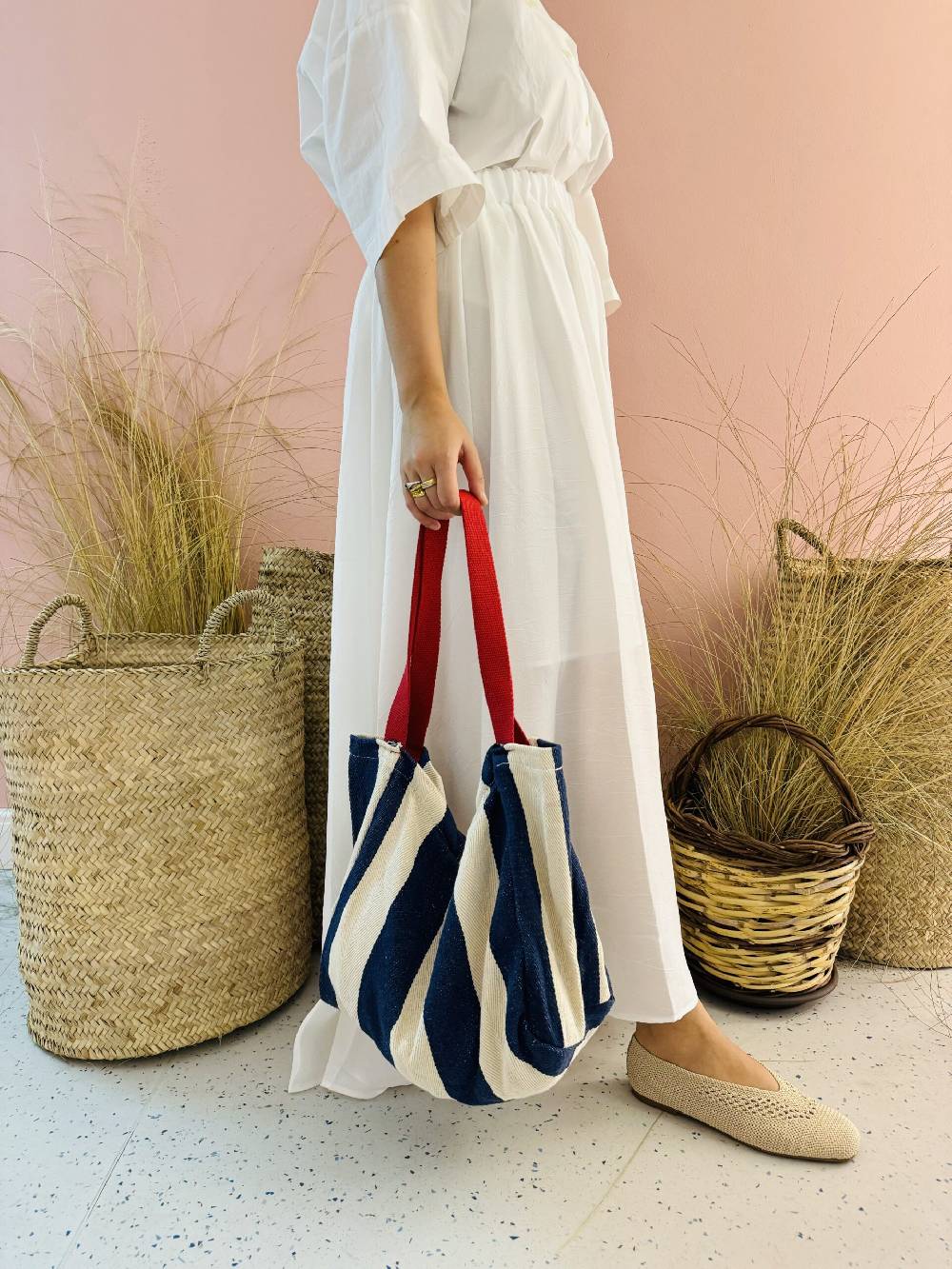 La Sellerie Portofino bag blu righe larghe Spedizione Gratuita