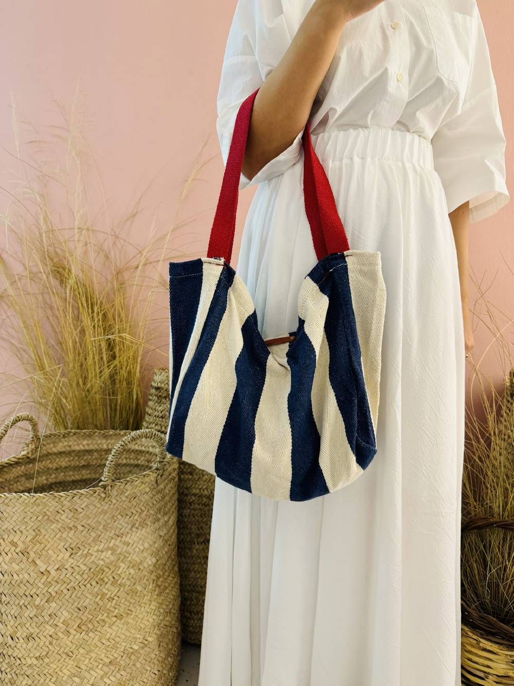 La Sellerie Portofino bag blu righe larghe Spedizione Gratuita