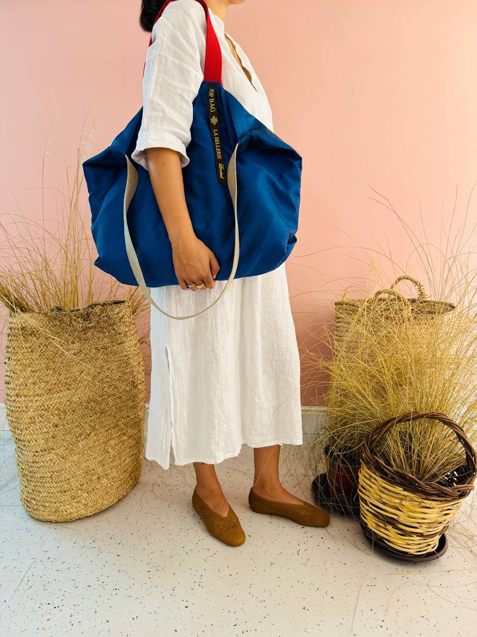 La Sellerie POP BAG Shantung blu Qualità