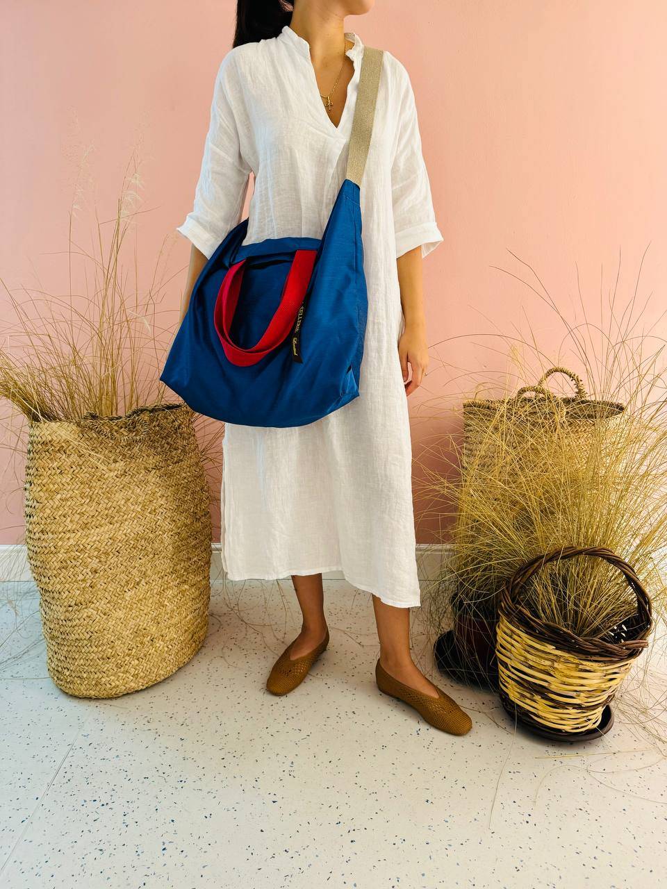La Sellerie POP BAG Shantung blu Qualità
