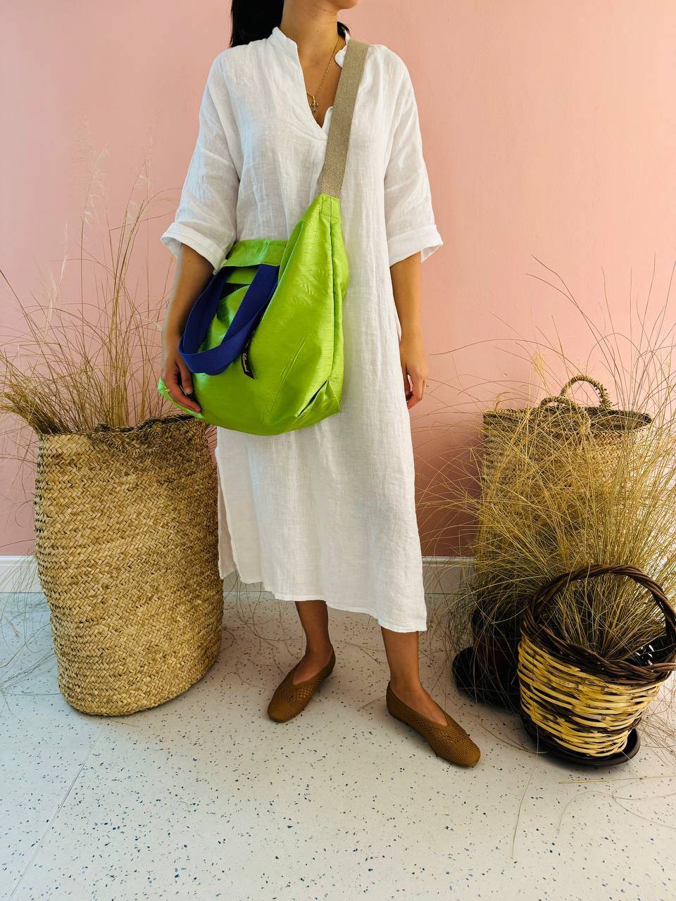 La Sellerie POP BAG Shantung verde mela Saldi Di Fabbrica