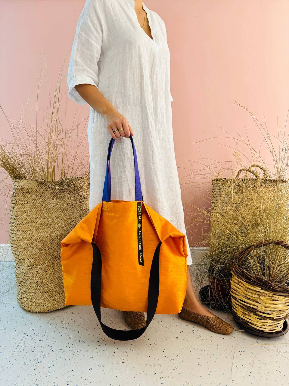 La Sellerie POP BAG Shantung arancio Moda