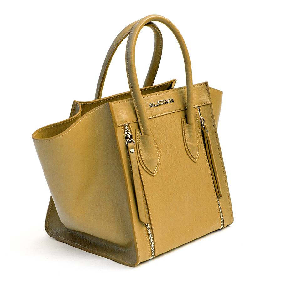 Laura Di Maggio ALIA – Borsa a trapezio in pelle saffiano senape Vendite Flash