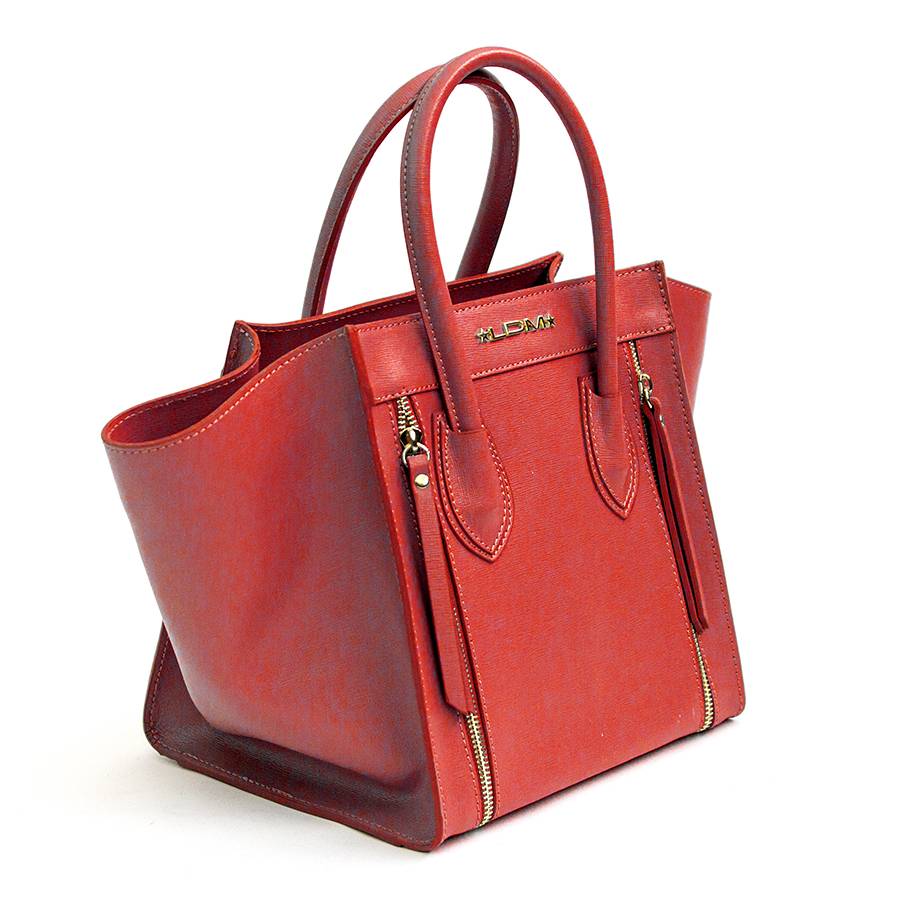 Laura Di Maggio ALIA – Borsa a trapezio in pelle saffiano corallo Moda