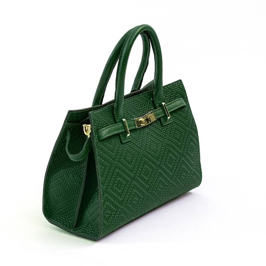 Laura Di Maggio KELLY – Borsa in pelle serigrafata verde Nuovo