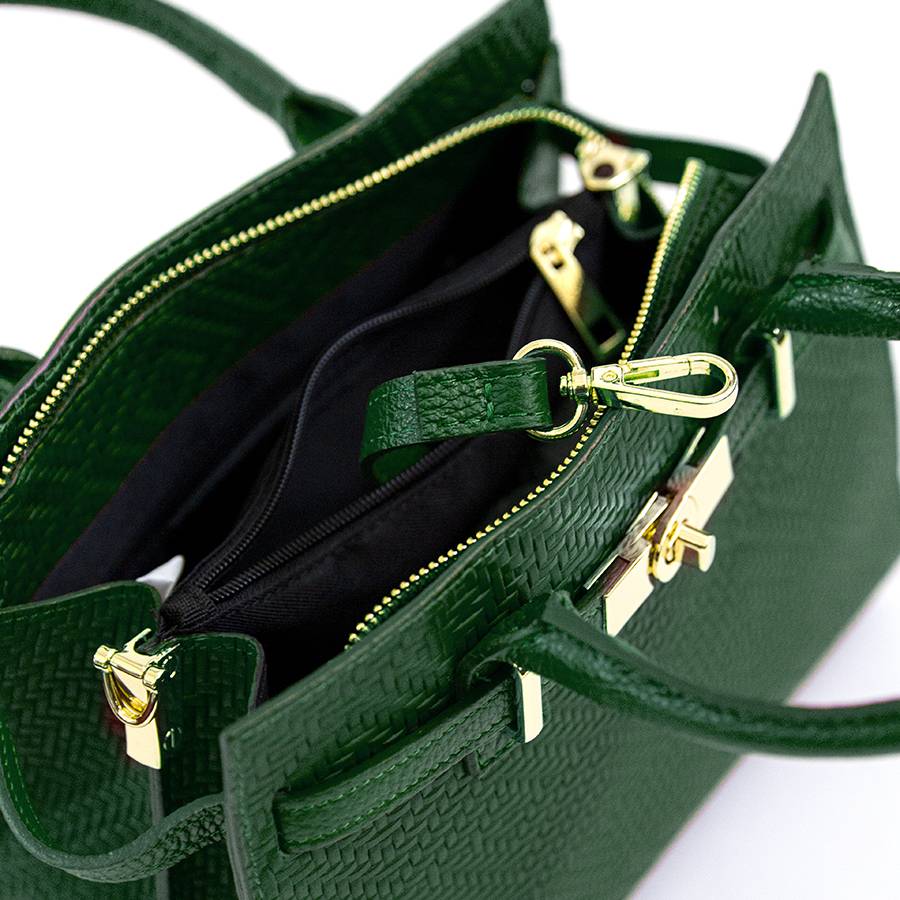 Laura Di Maggio KELLY – Borsa in pelle serigrafata verde Nuovo