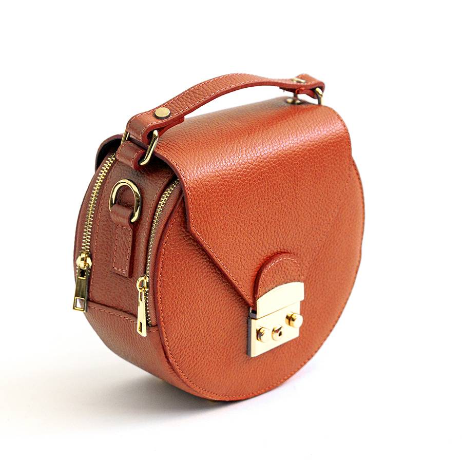 Laura Di Maggio CIRCLE – Borsa tonda in pelle arancio Qualità Garantita