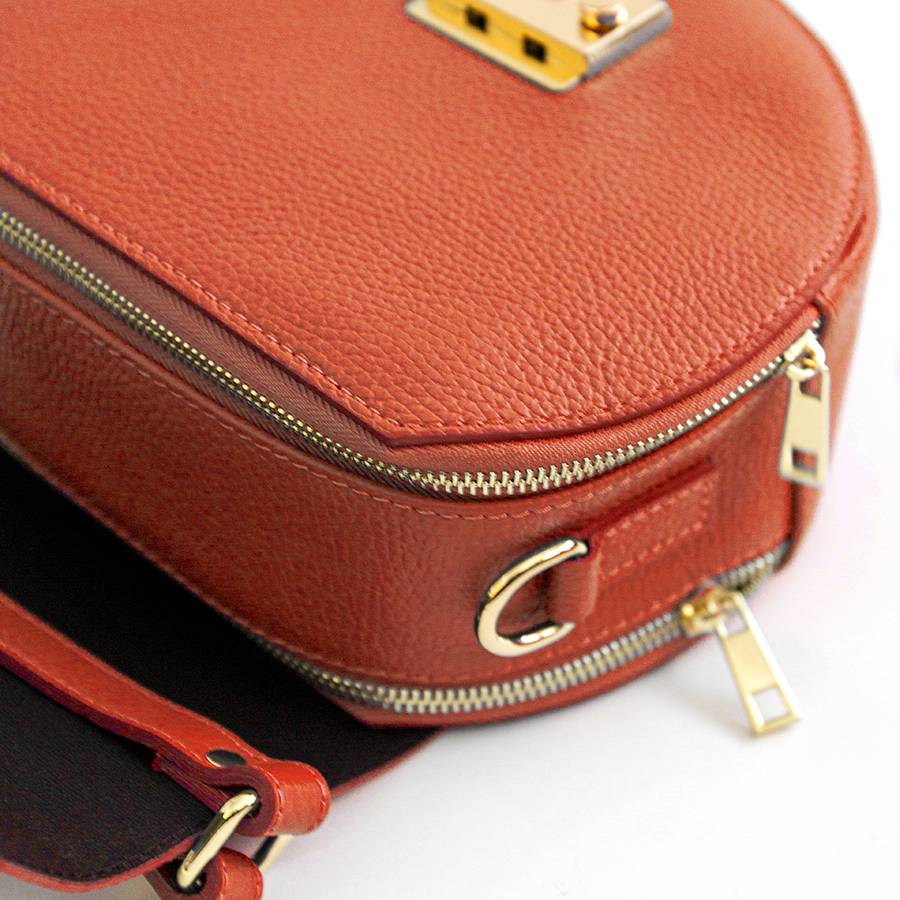 Laura Di Maggio CIRCLE – Borsa tonda in pelle arancio Qualità Garantita
