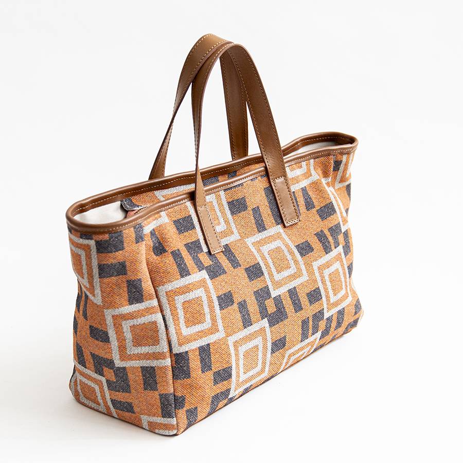 Laura Di Maggio MILANO FANTASY – Borsa in pelle e camoscio stampato arancio Promozione Limitata