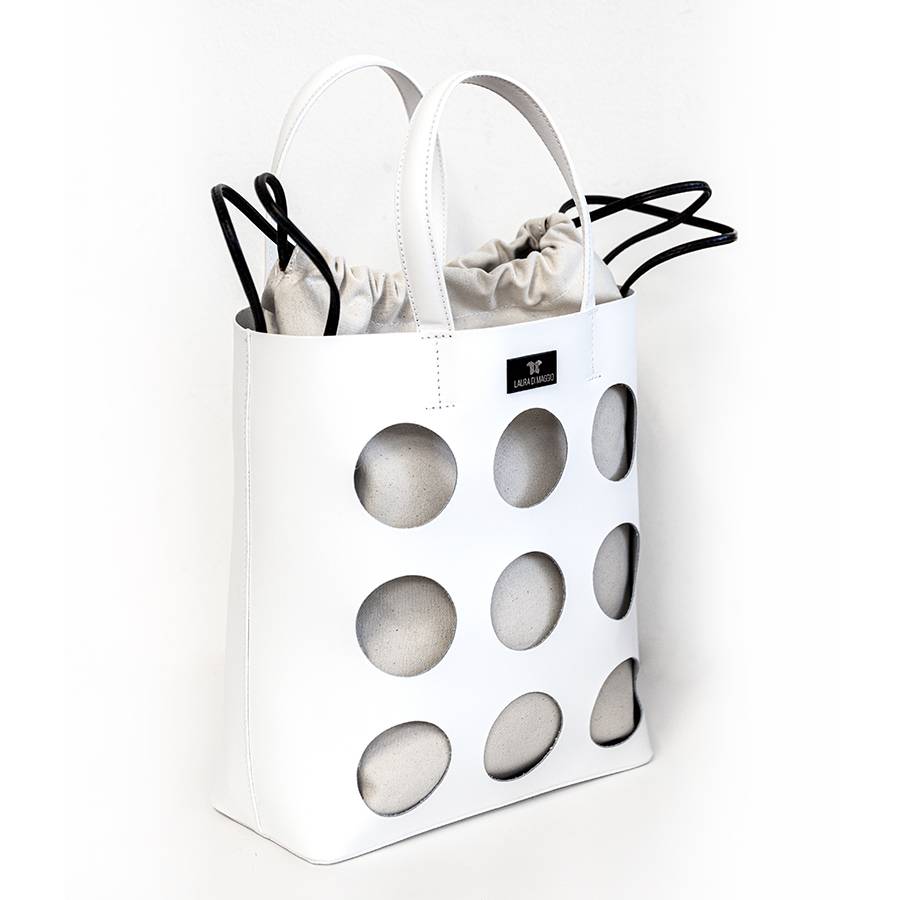 Laura Di Maggio NOAH TOTE – Borsa in pelle elegant traforata bianca Online