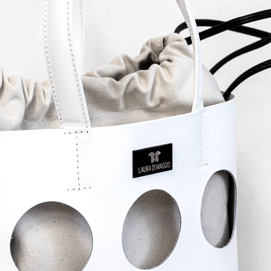 Laura Di Maggio NOAH TOTE – Borsa in pelle elegant traforata bianca Online
