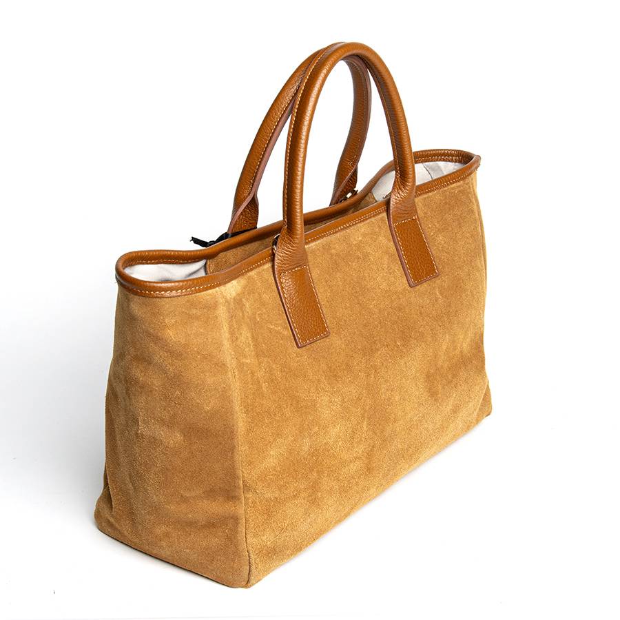 Laura Di Maggio MILANO – Borsa in pelle e camoscio cuoio In Vendita