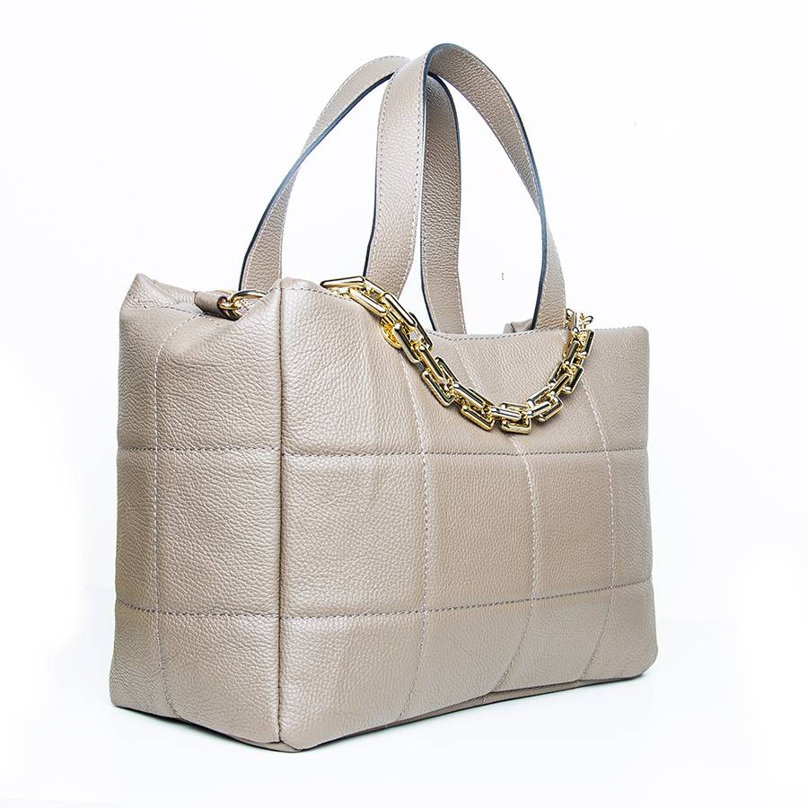 Laura Di Maggio TYRA – Borsa in pelle dollaro trapuntato beige Italy