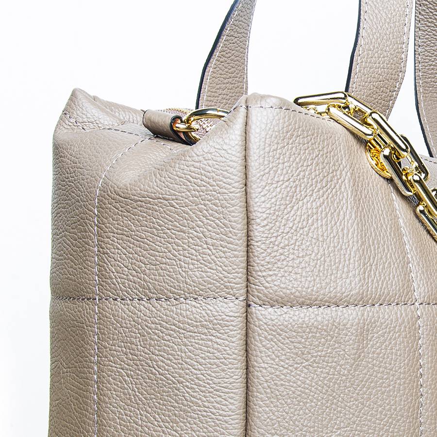 Laura Di Maggio TYRA – Borsa in pelle dollaro trapuntato beige Italy