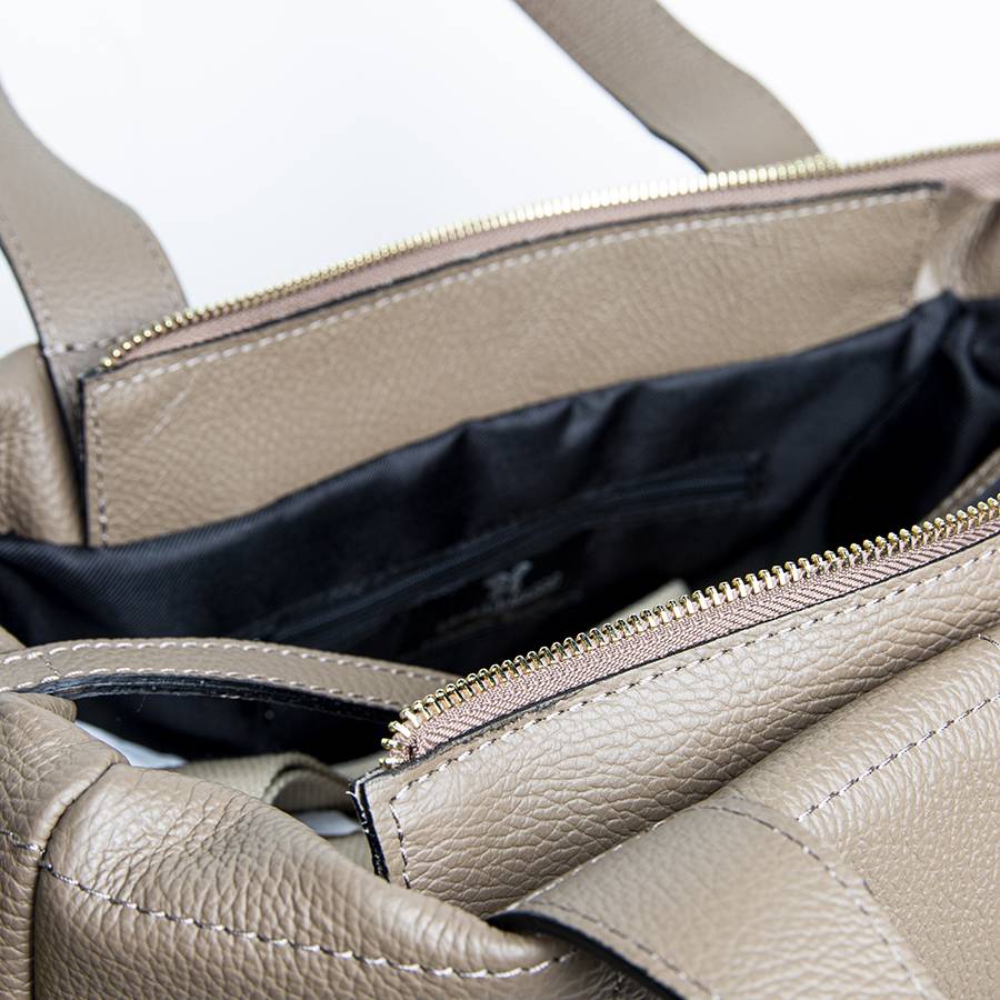 Laura Di Maggio TYRA – Borsa in pelle dollaro trapuntato beige Italy