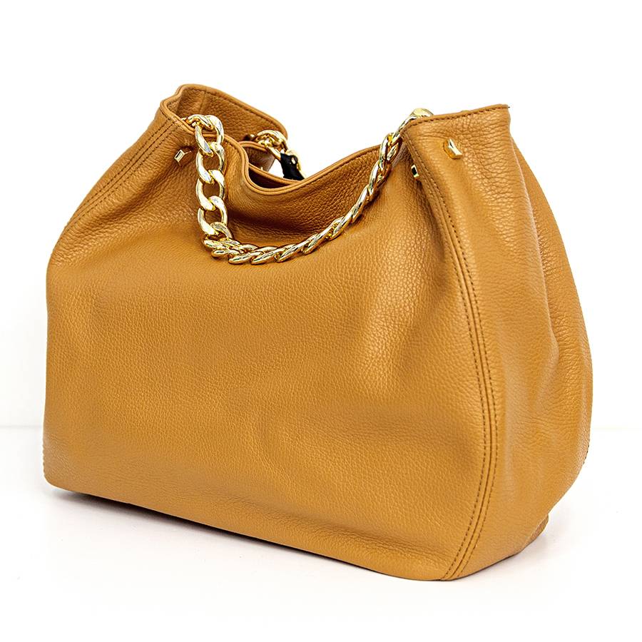Laura Di Maggio PEACH – borsa a mano con catena in pelle cuoio In Linea