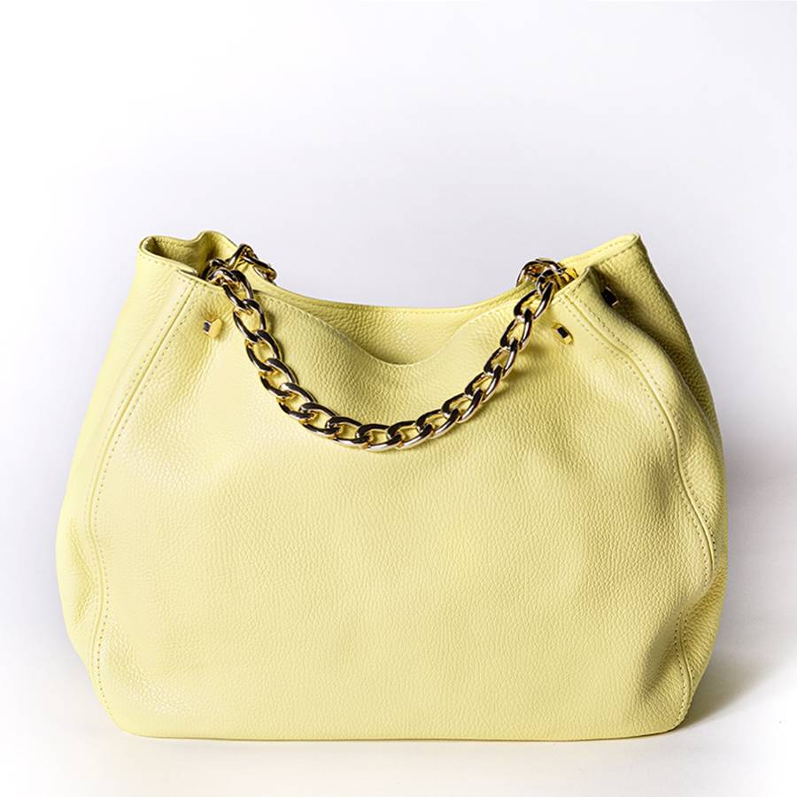 Laura Di Maggio PEACH – borsa a mano con catena in pelle limone Nuovo