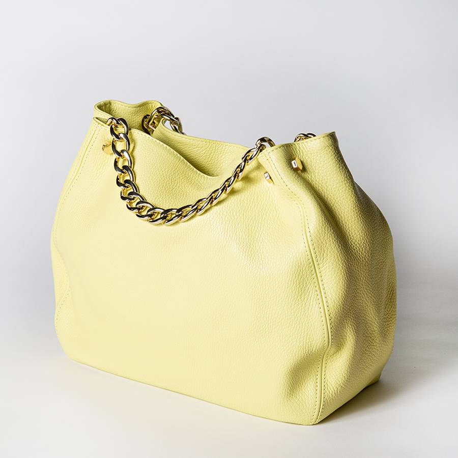 Laura Di Maggio PEACH – borsa a mano con catena in pelle limone Nuovo