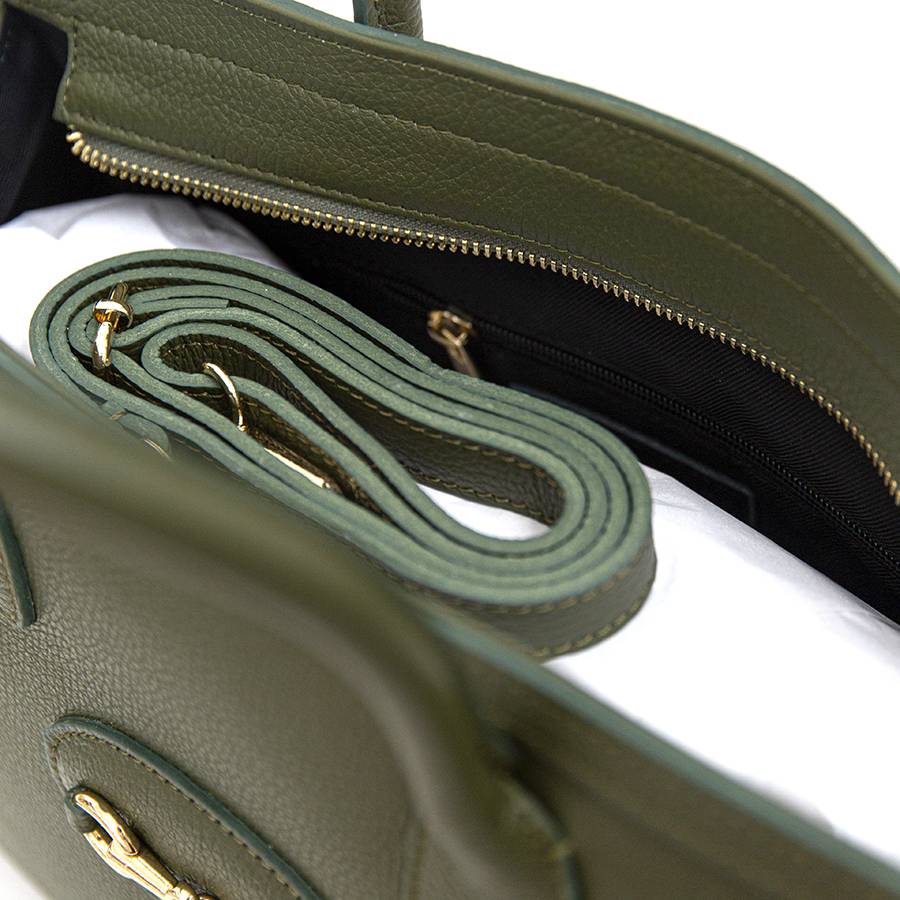 Laura Di Maggio LONDON – Borsa in pelle dollaro verde oliva Pezzi Unici