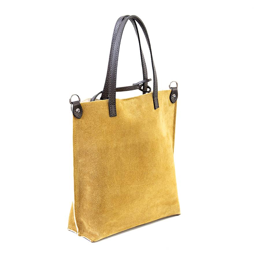 Laura Di Maggio TRUDI – borsa in camoscio ed eco montone ocra Acquista Ora