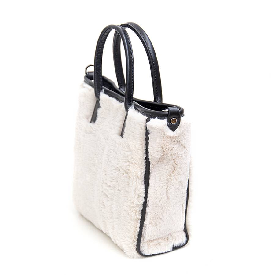 Laura Di Maggio MOSCA – Borsa in pelo ecologico e pelle soft panna Promozione Limitata