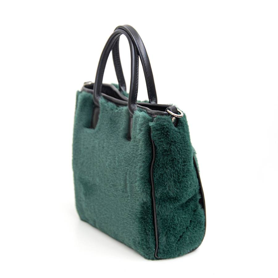 Laura Di Maggio MOSCA – Borsa in pelo ecologico e pelle soft verde Fino Al -60%