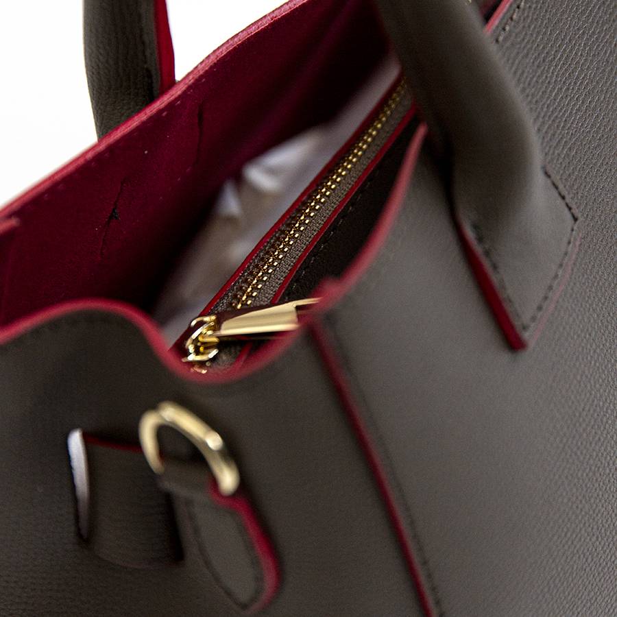 Laura Di Maggio IRINA – Tote in pelle testa di moro e interno rosso Convenienza