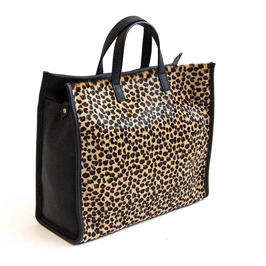 Laura Di Maggio ESSENCIAL – maxi borsa in pelle e cavallino maculato Novità