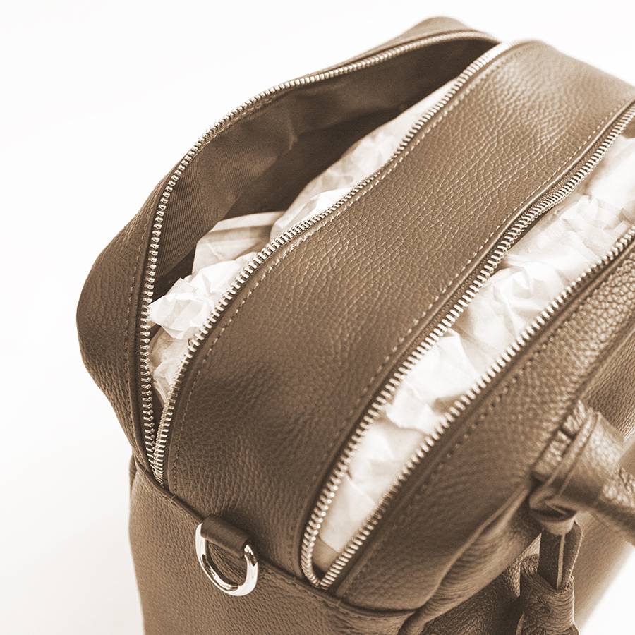 Laura Di Maggio SARA – bauletto a due zip in pelle taupe Vendita Calda
