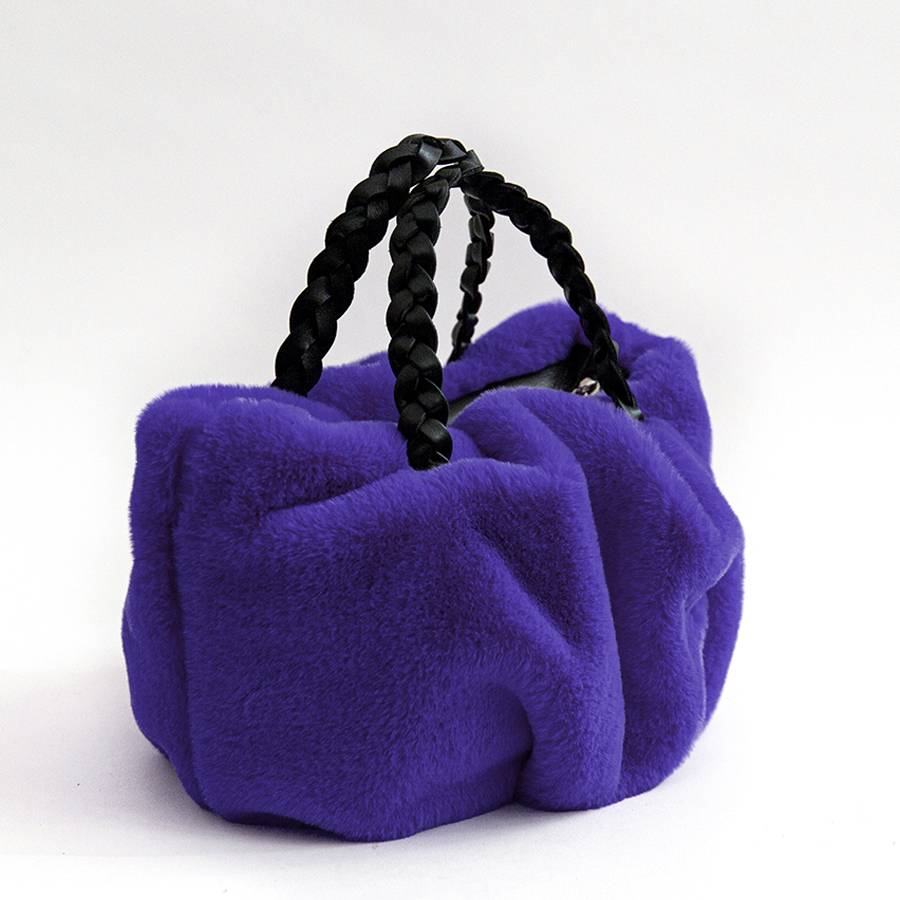 Laura Di Maggio TRUDY – bauletto in ecopelliccia viola Vendita Economica