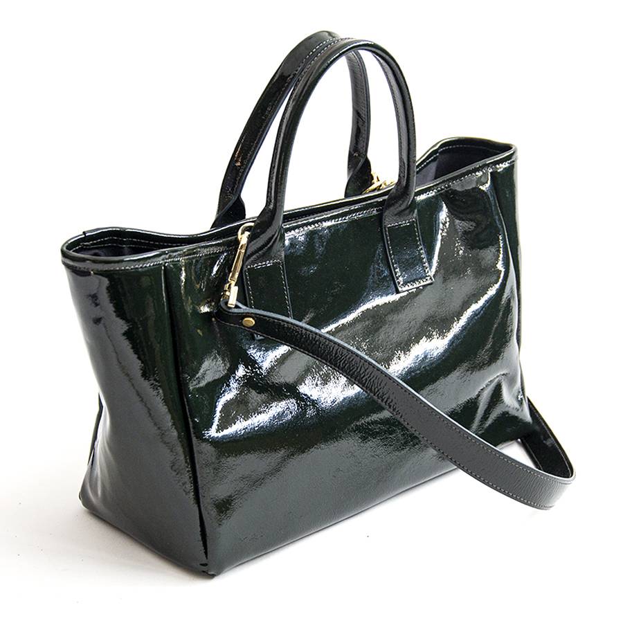 Laura Di Maggio MILANO VERNICE – borsa in pelle verniciata verdone Vendite Flash