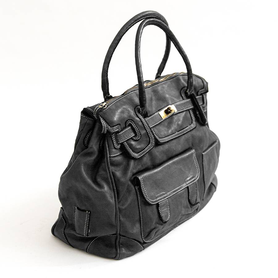 Laura Di Maggio GINEVRA – borsa in pelle slavata nera In Saldo