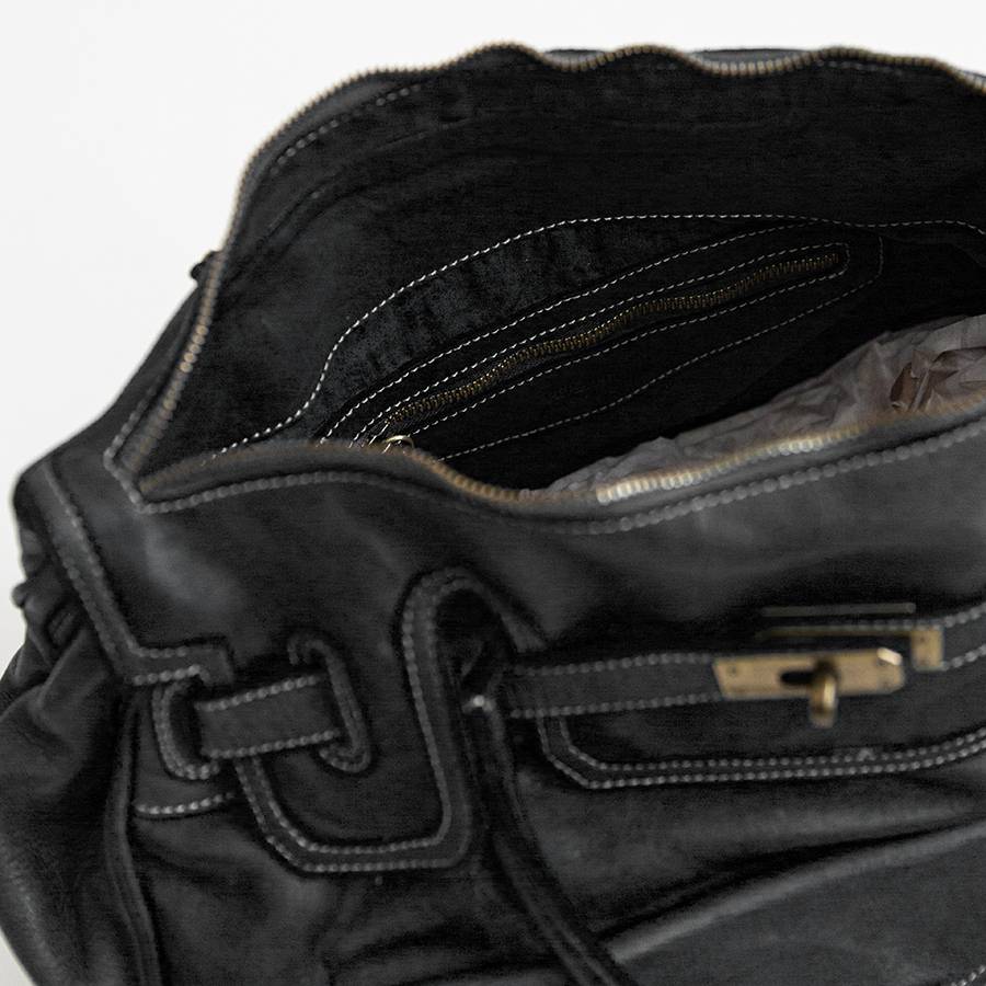 Laura Di Maggio GINEVRA – borsa in pelle slavata nera In Saldo