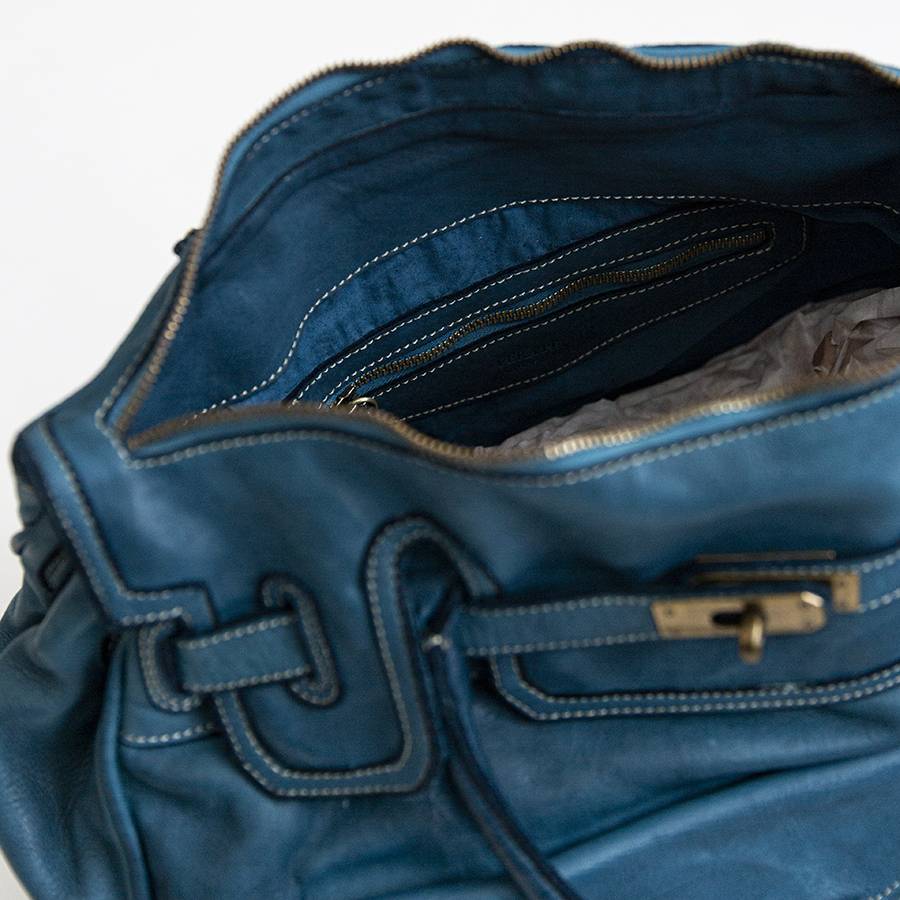 Laura Di Maggio GINEVRA – borsa in pelle slavata petrolio Nuova