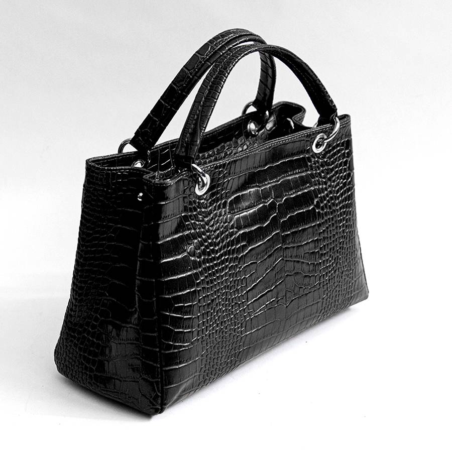 Laura Di Maggio MISTY – bauletto in pelle stampa cocco nero In Linea