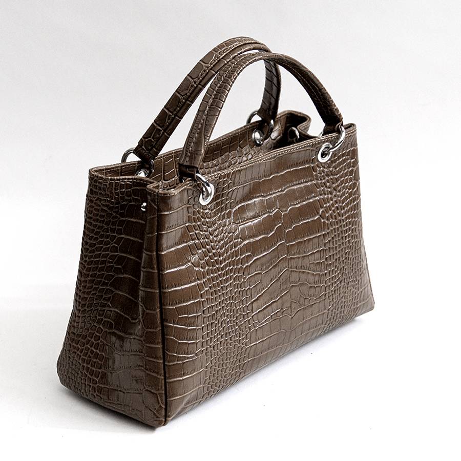 Laura Di Maggio MISTY – bauletto in pelle stampa cocco taupe Qualità