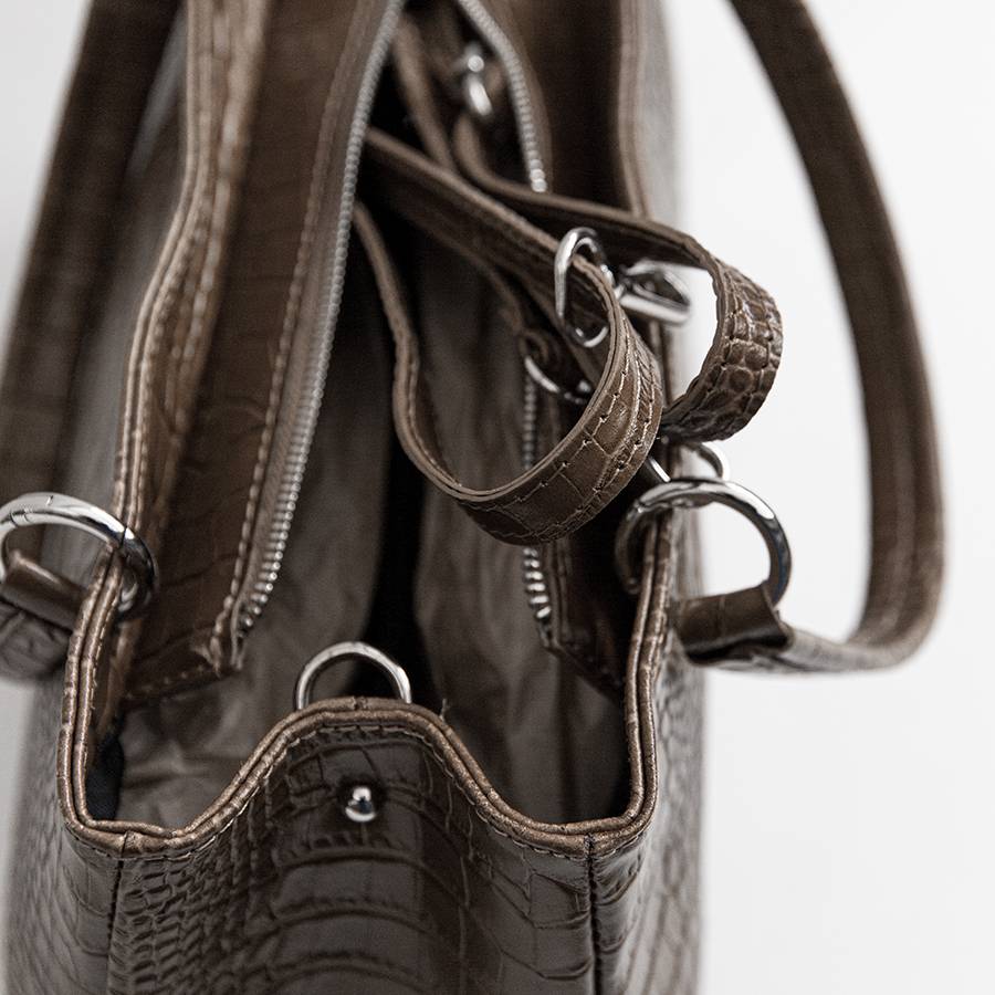 Laura Di Maggio MISTY – bauletto in pelle stampa cocco taupe Qualità