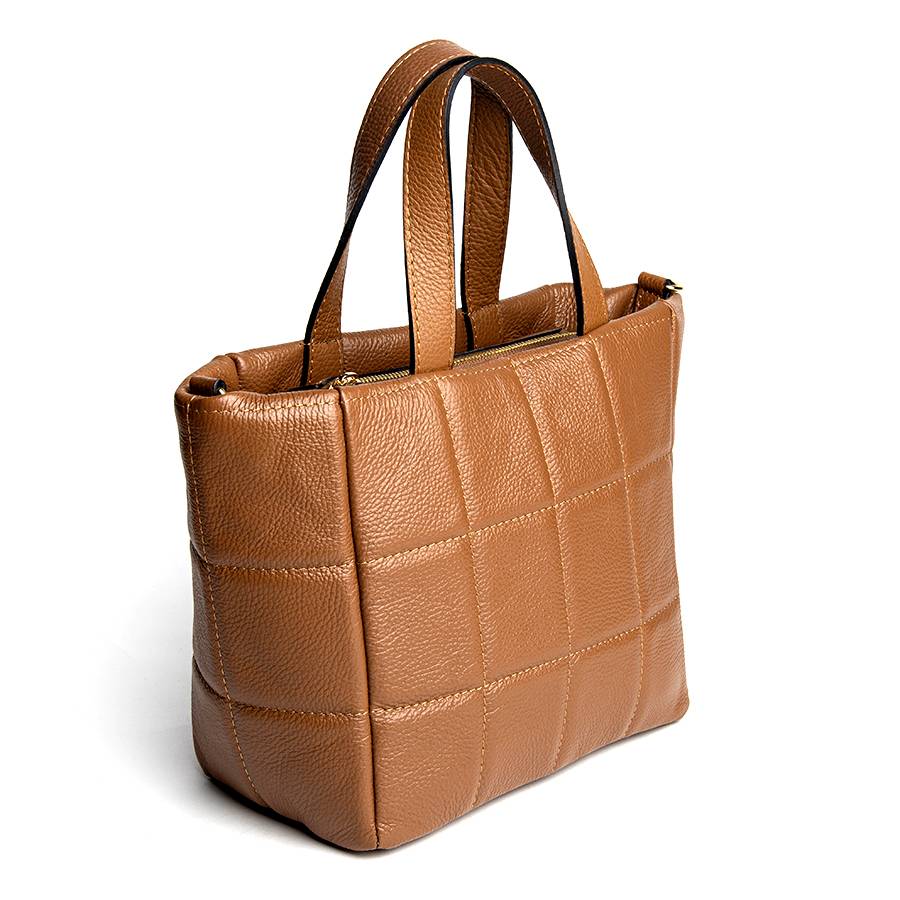 Laura Di Maggio AZZURRA – Tote bag in pelle trapuntata cuoio Acquista Ora