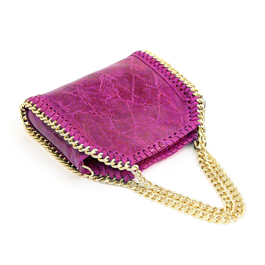 Laura Di Maggio LUMI – Borsa con catene in pelle vintage fuxia Offerte