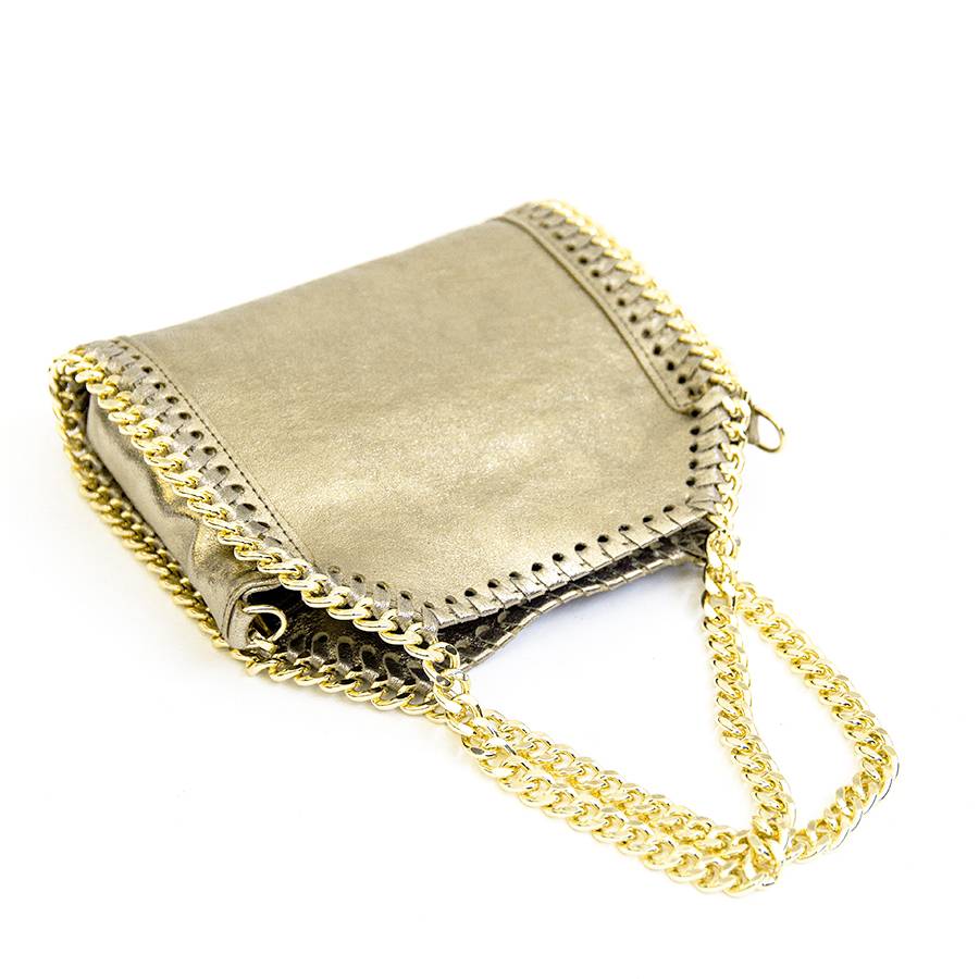 Laura Di Maggio LUMI – Borsa con catene in pelle laminata platino Hotsell