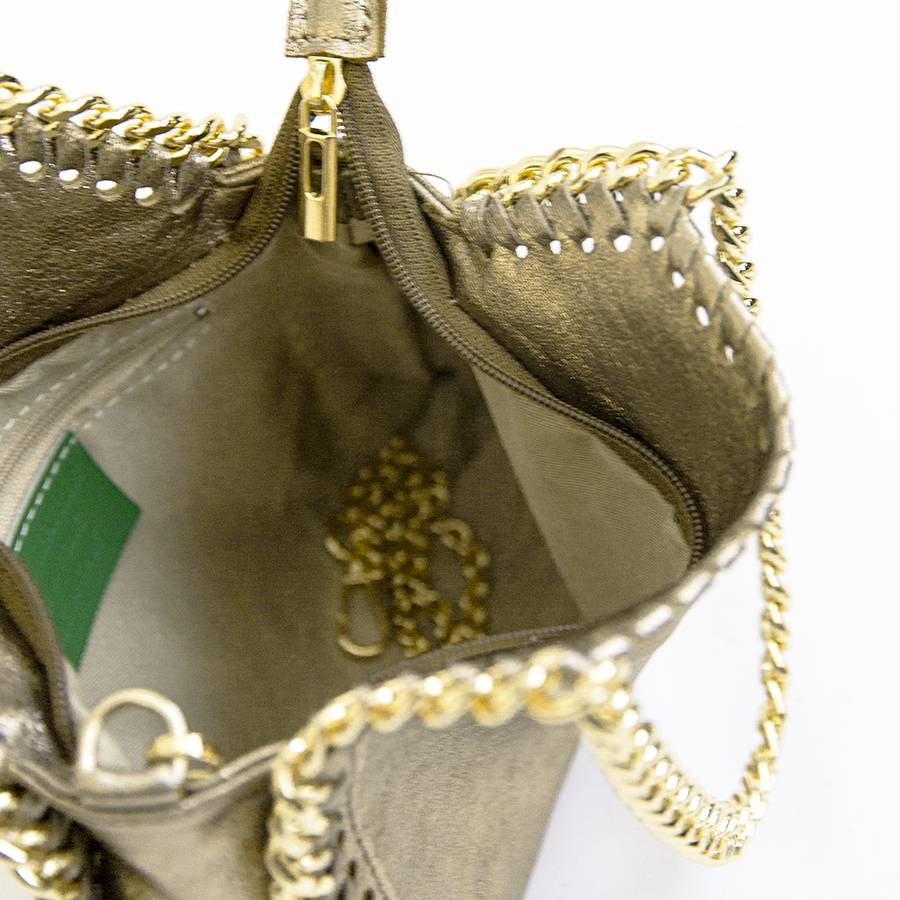 Laura Di Maggio LUMI – Borsa con catene in pelle laminata platino Hotsell