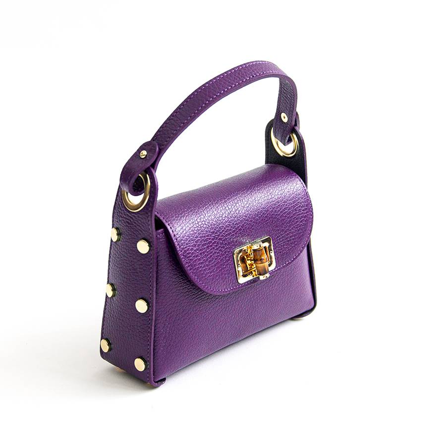 Laura Di Maggio BAMBU’ – borsetta con borchie in pelle viola Hotsell