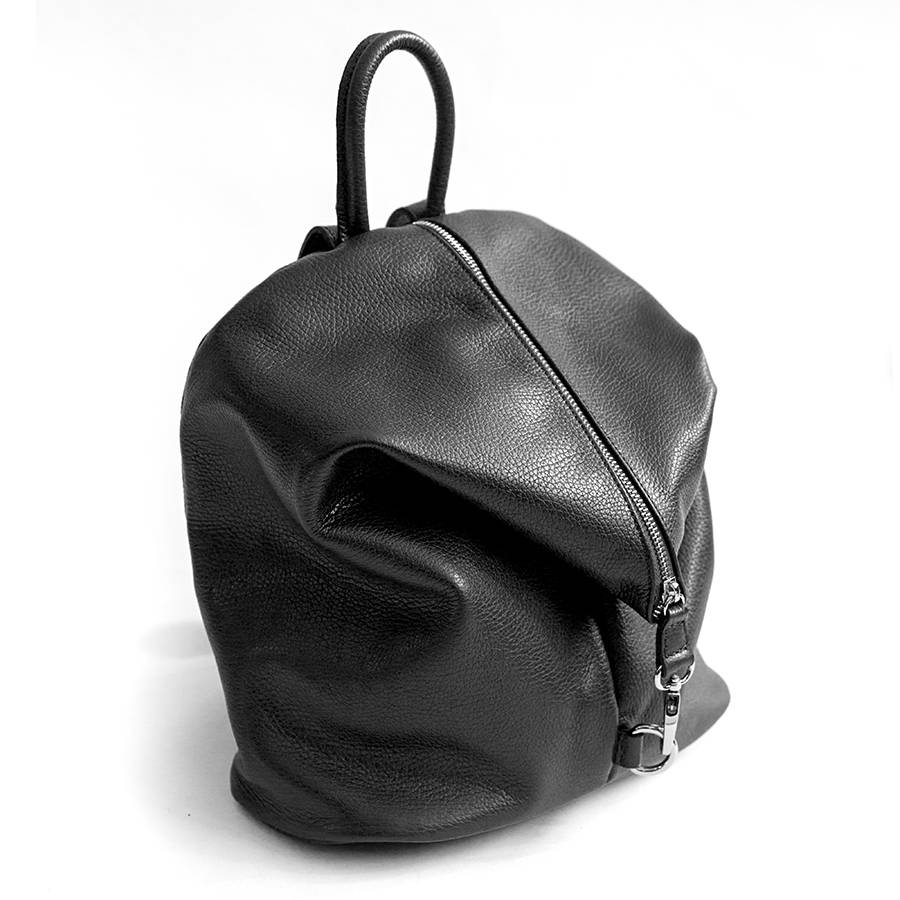 Laura Di Maggio FLIP – Zaino con zip in pelle nero Saldi Di Fabbrica