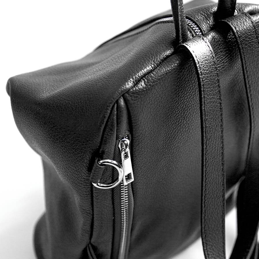 Laura Di Maggio FLIP – Zaino con zip in pelle nero Saldi Di Fabbrica